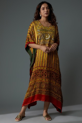 Multi-Colored Modal Silk Printed Kaftan by Priyanka Jha