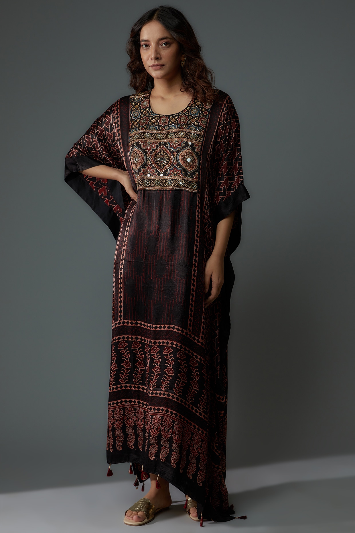 Multi-Colored Modal Silk Printed Kaftan by Priyanka Jha at