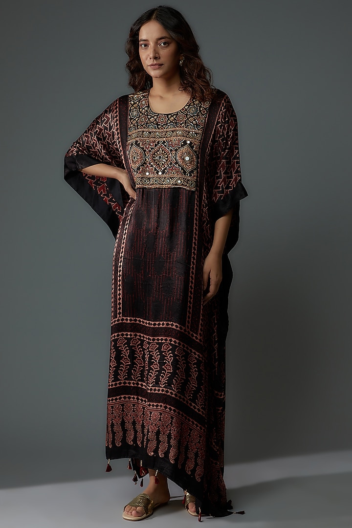 Multi-Colored Modal Silk Printed Kaftan by Priyanka Jha at Pernia's Pop Up Shop