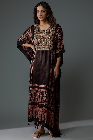 Multi-Colored Modal Silk Printed Kaftan by Priyanka Jha