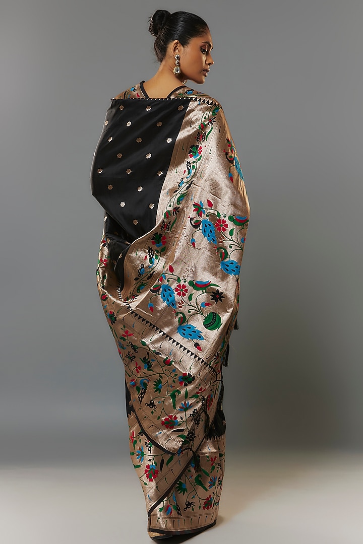 Black Viscose Silk Paithani Party Wear Saree Set by Priyanka Jha at Pernia's Pop Up Shop