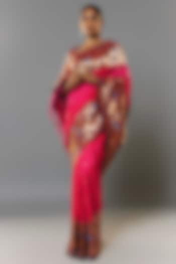 Dark Pink Viscose Silk Paithani Saree Set by Priyanka Jha at Pernia's Pop Up Shop