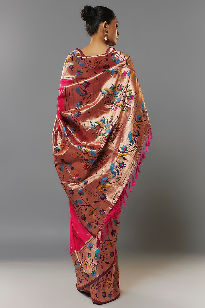 Dark Pink Viscose Silk Paithani Party Wear Saree Set by Priyanka Jha at Pernia's Pop Up Shop