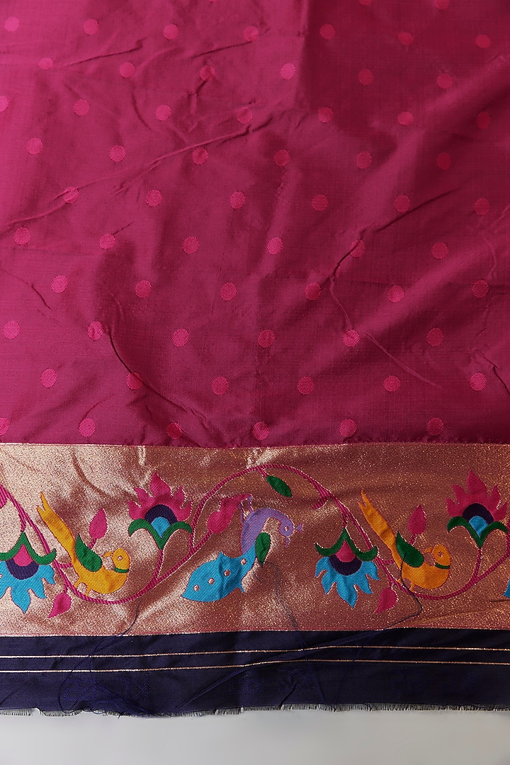 Midnight Blue Viscose Silk Paithani Party Wear Saree Set by Priyanka Jha at Pernia's Pop Up Shop