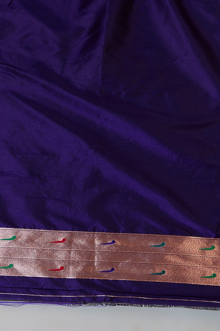 Dark Blue Viscose Silk Paithani Party Wear Saree Set by Priyanka Jha at Pernia's Pop Up Shop