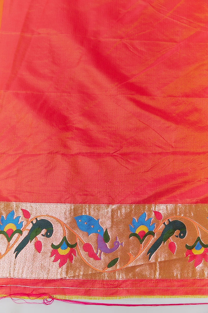 Yellow Viscose Silk Paithani Party Wear Saree Set by Priyanka Jha at Pernia's Pop Up Shop