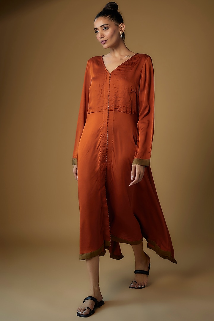 Rust Modal Silk Tunic by Priyanka Jha