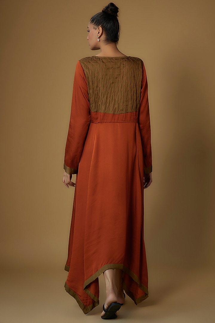 Rust Modal Silk Tunic by Priyanka Jha at Pernia's Pop Up Shop
