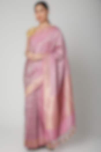 Lilac Handwoven Banarasi Saree Set by Priyanka Jha