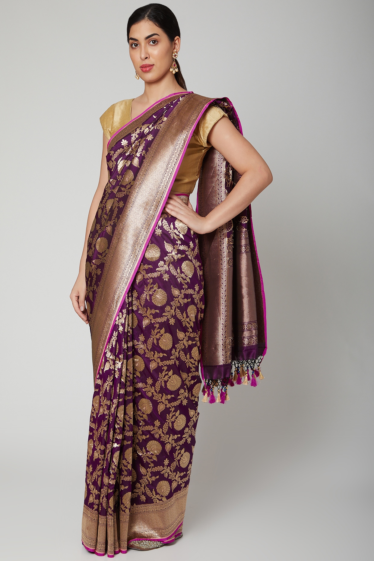 Art Banarasi Silk Woven Purple Trendy Saree