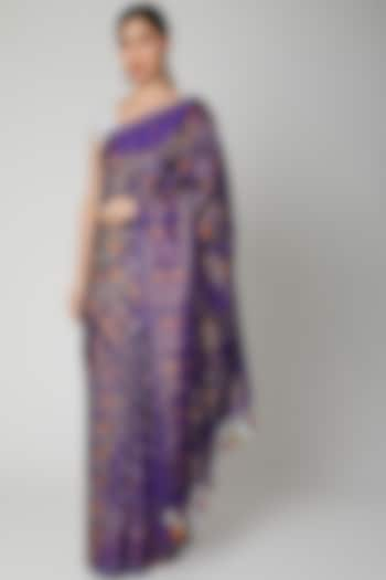 Lilac Handwoven Meenakari Saree Set by Priyanka Jha at Pernia's Pop Up Shop