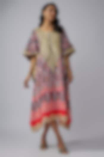 Blue & Multi-Colored Modal Silk Patola Printed Kaftan by Priyanka Jha at Pernia's Pop Up Shop