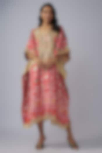 Red & Multi-Colored Modal Silk Patola Printed Kaftan by Priyanka Jha at Pernia's Pop Up Shop