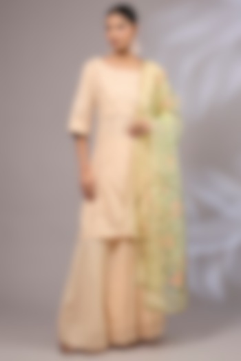 Peach Cotton Gota Patti Party Wear Sharara Set by Priyanka Jha at Pernia's Pop Up Shop