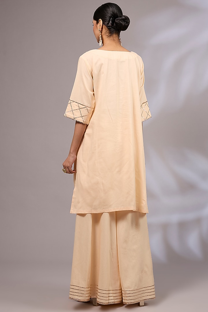 Peach Cotton Gota Patti Party Wear Sharara Set by Priyanka Jha at Pernia's Pop Up Shop