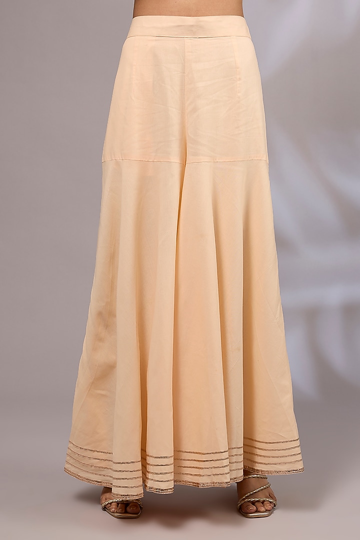 Peach Cotton Gota Patti Party Wear Sharara Set by Priyanka Jha at Pernia's Pop Up Shop