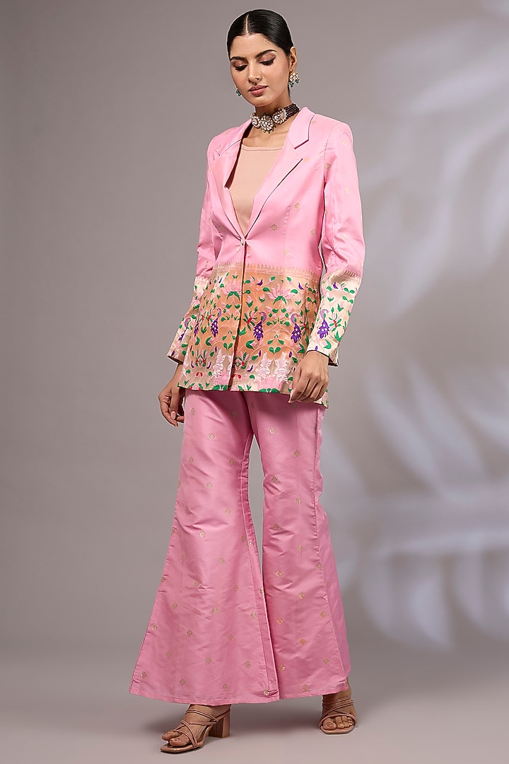 Pink Silk Banarasi Blazer Set by Priyanka Jha at Pernia's Pop Up Shop