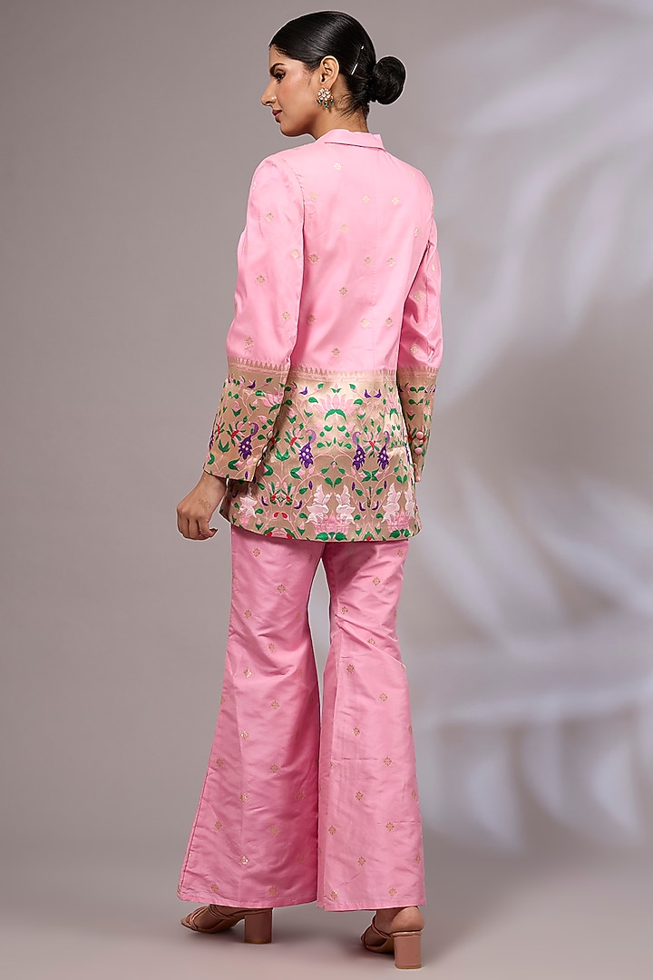 Pink Silk Banarasi Blazer Set by Priyanka Jha at Pernia's Pop Up Shop