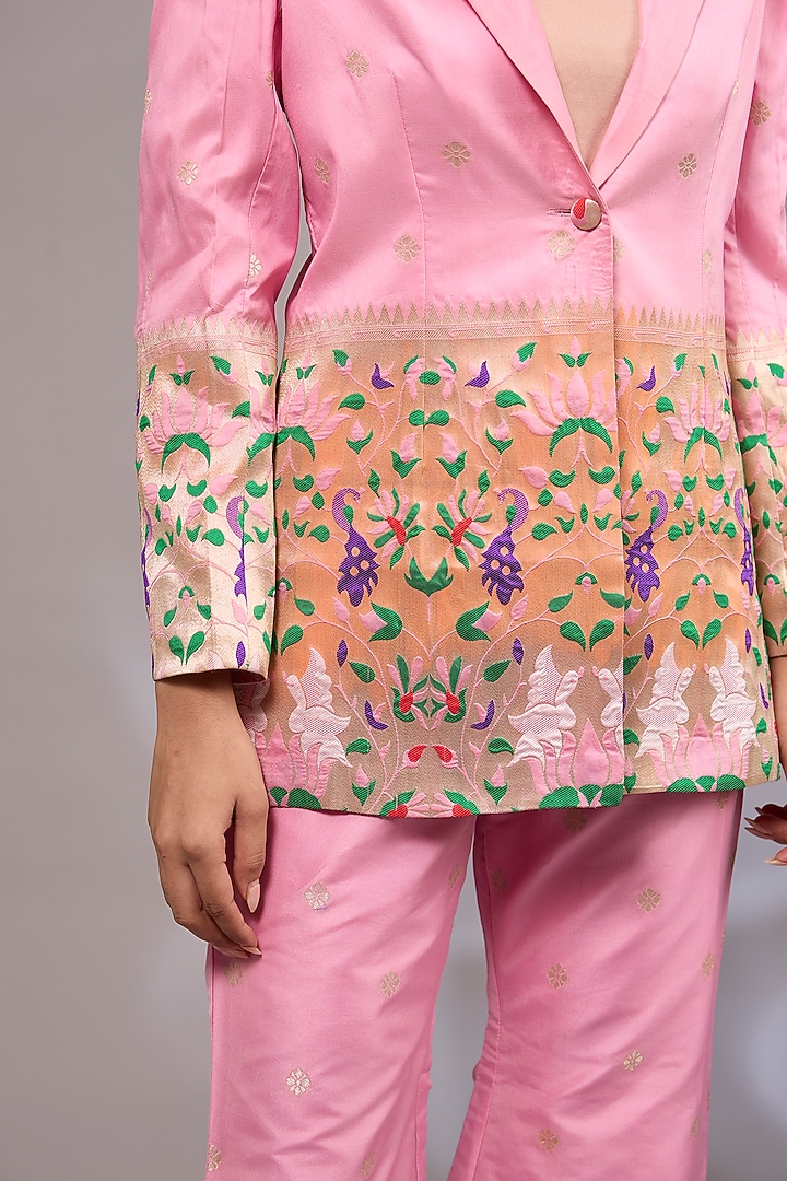 Pink Silk Banarasi Blazer Set by Priyanka Jha at Pernia's Pop Up Shop