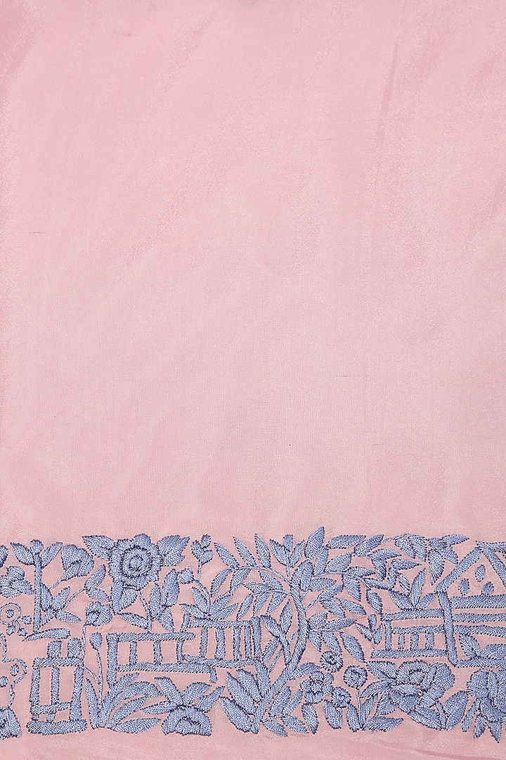 Peach Silk Organza Hand Embroidered Wedding Saree Set by Priyanka Jha at Pernia's Pop Up Shop