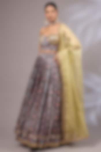 Multi-Colored Modal Silk Ajrakh Printed Wedding Lehenga Set by Priyanka Jha at Pernia's Pop Up Shop