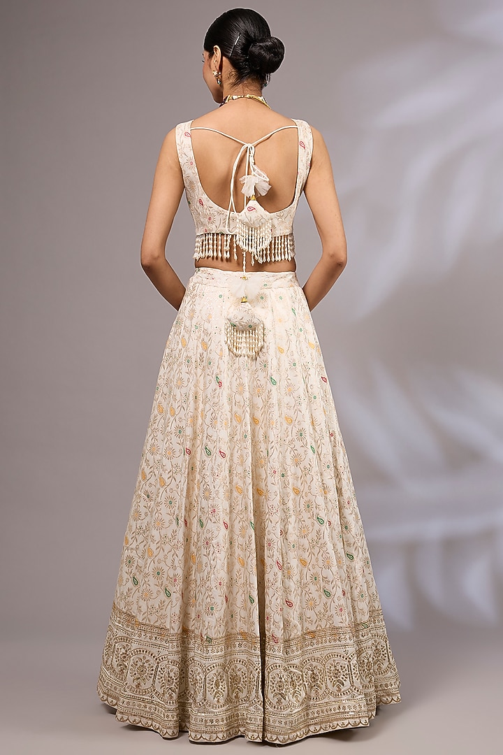 Ivory Dola Silk Wedding Lehenga Set by Priyanka Jha at Pernia's Pop Up Shop