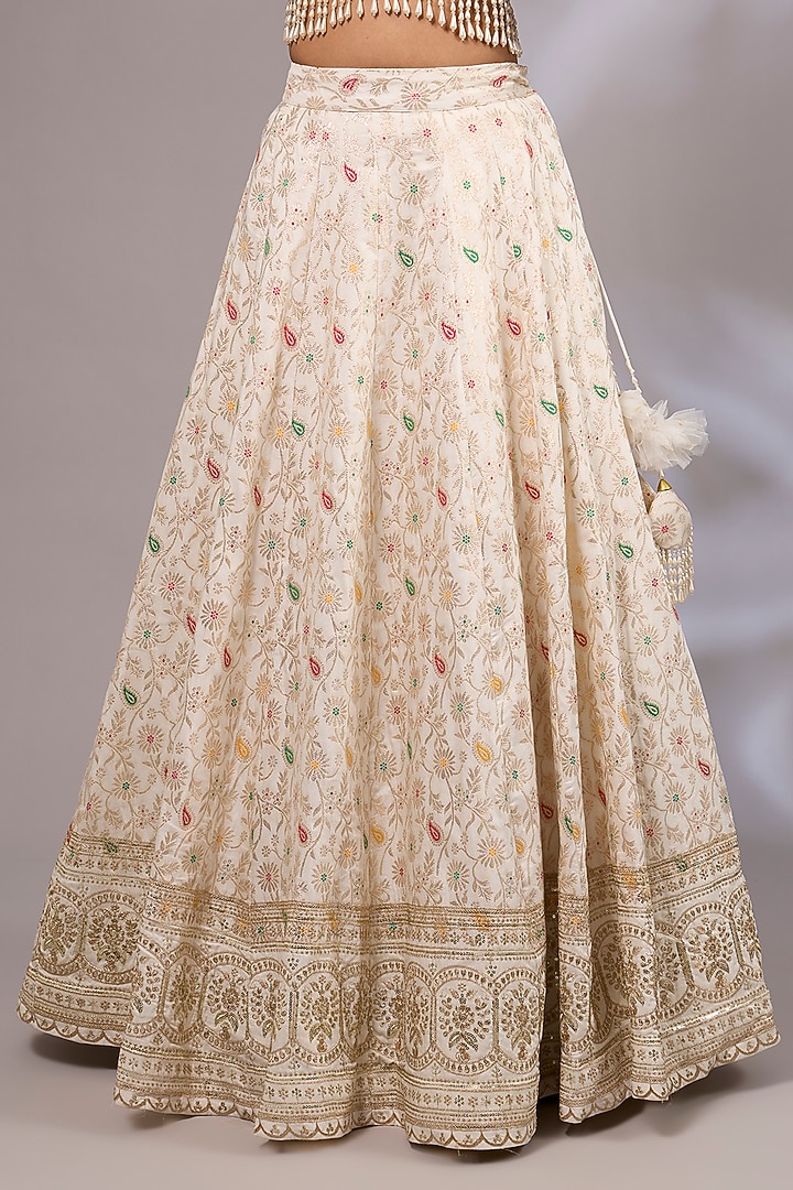 Ivory Dola Silk Wedding Lehenga Set by Priyanka Jha at Pernia's Pop Up Shop