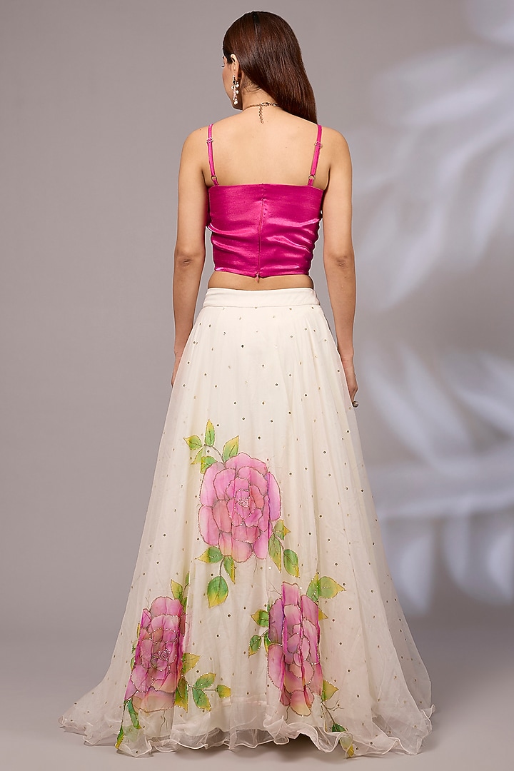 Off-White Organza Hand Painted Wedding Lehenga Set by Priyanka Jha at Pernia's Pop Up Shop