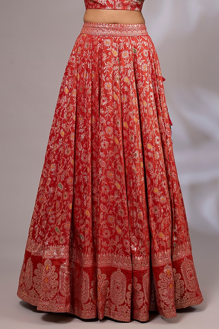 Maroon Dola Silk Banarasi Wedding Lehenga Set by Priyanka Jha at Pernia's Pop Up Shop