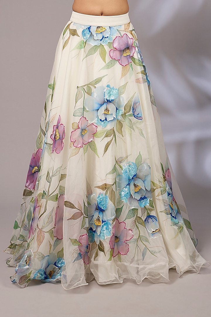 Off-White Organza Hand Embroidered Wedding Lehenga Set by Priyanka Jha at Pernia's Pop Up Shop