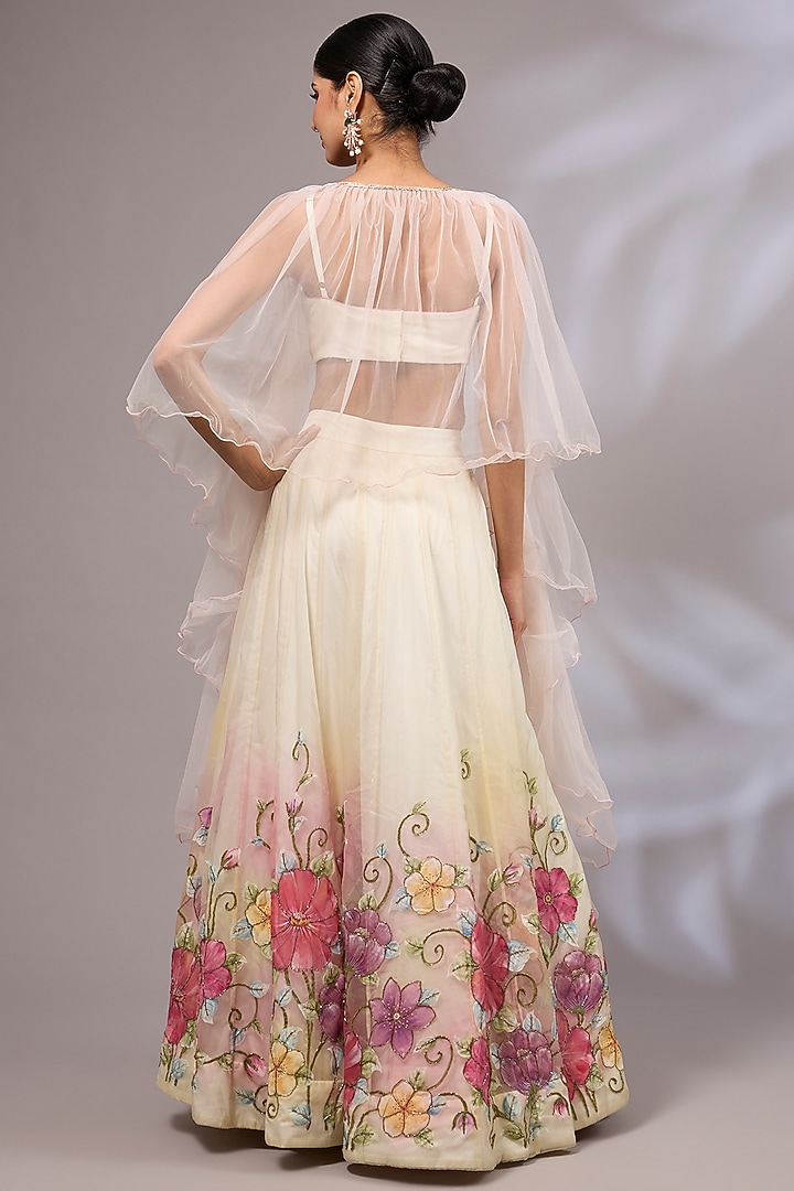 Lemon Yellow Organza Hand Embroidered Wedding Lehenga Set by Priyanka Jha at Pernia's Pop Up Shop
