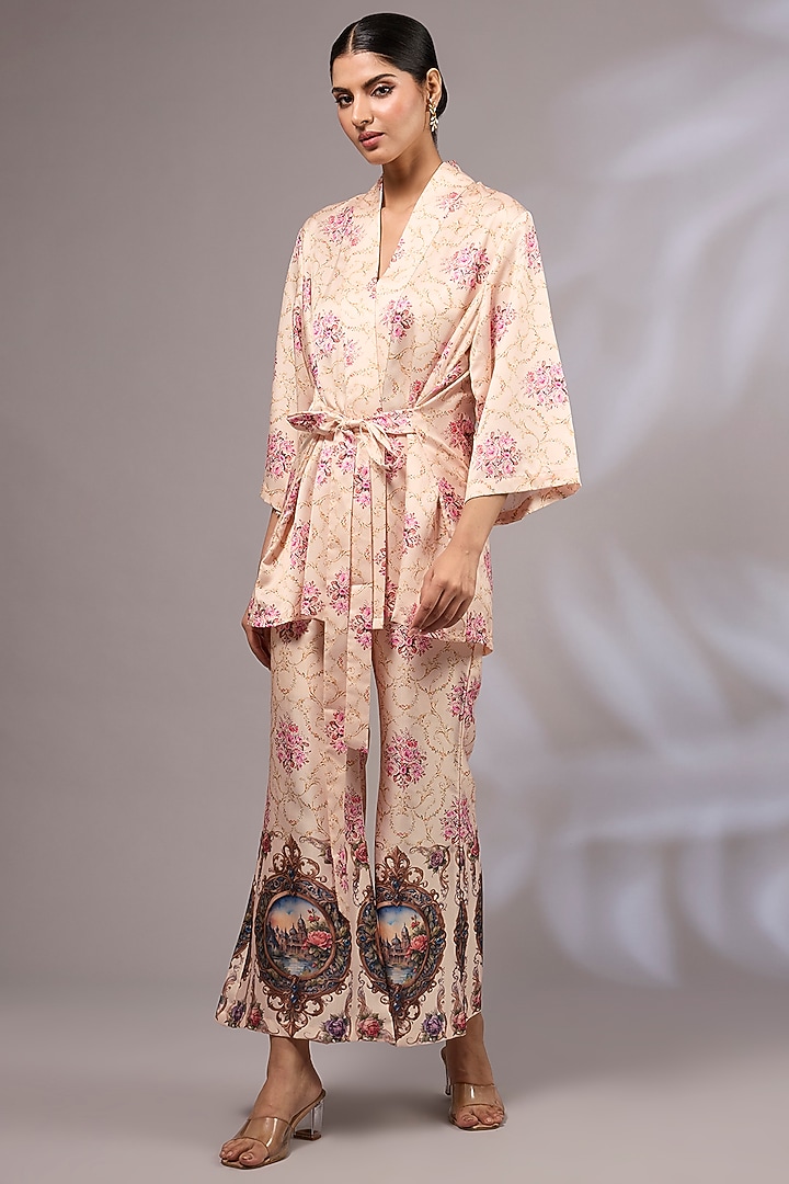 Blush Pink Modal Silk Printed Co-Ord Set by Priyanka Jha at Pernia's Pop Up Shop