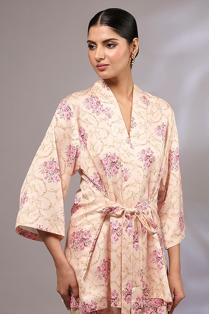 Blush Pink Modal Silk Printed Co-Ord Set by Priyanka Jha at Pernia's Pop Up Shop