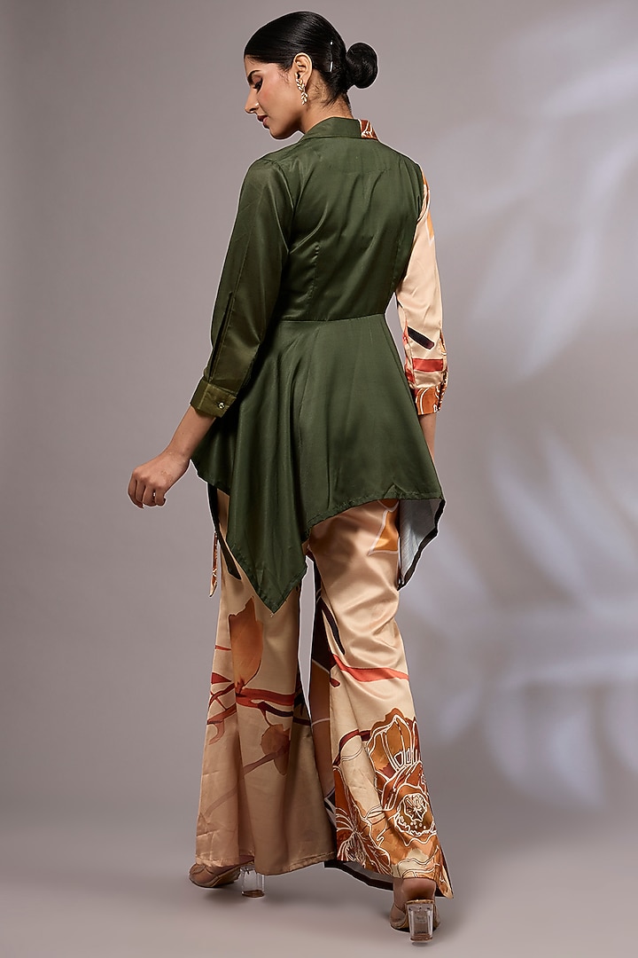 Green Modal Satin Digital Printed Co-Ord Set by Priyanka Jha at Pernia's Pop Up Shop