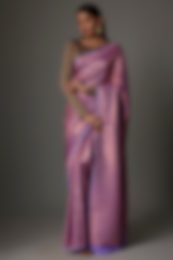 Mauve Soft Silk Jacquard Zari Festive Saree Set by Priyanka Jha at Pernia's Pop Up Shop