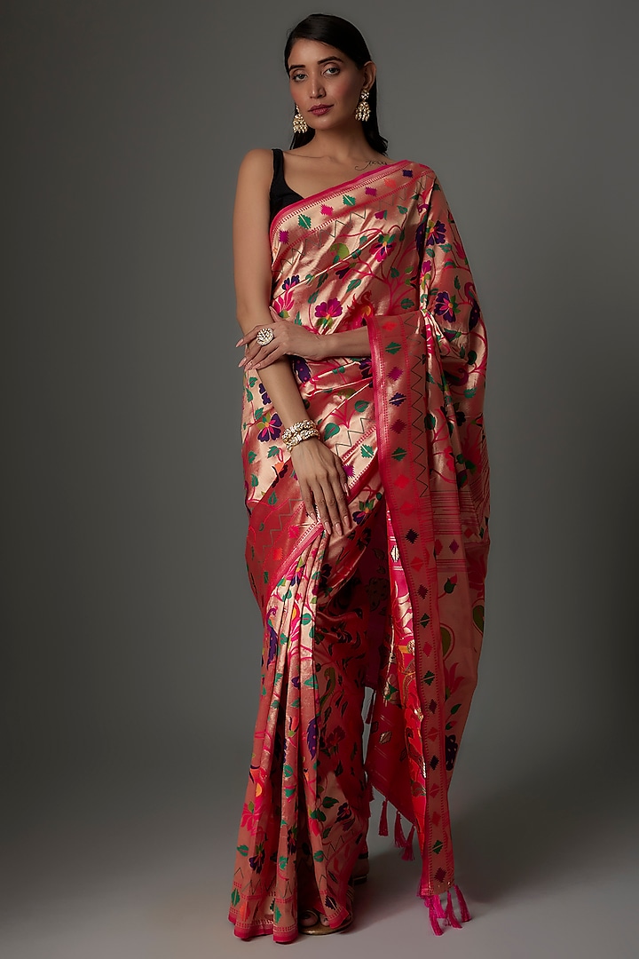 Multi-Colored Brocade Banarasi Saree Set by Priyanka Jha at Pernia's Pop Up Shop