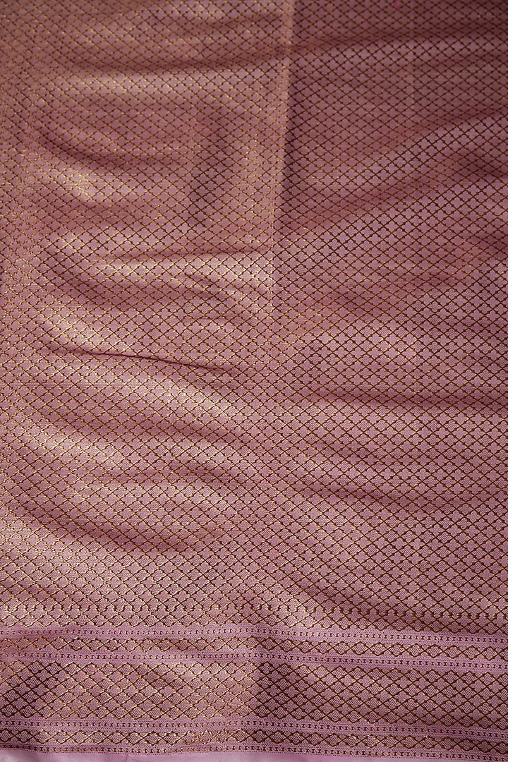 Pink Linen Silk Banarasi Festive Saree Set by Priyanka Jha at Pernia's Pop Up Shop