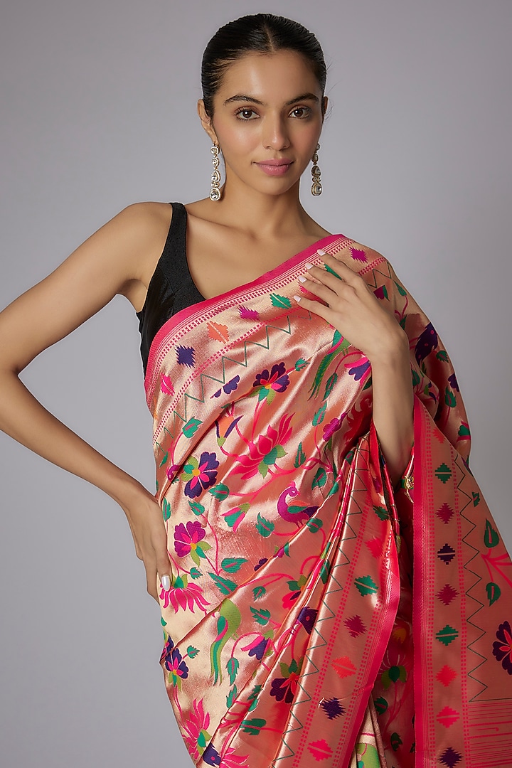 Multi-Colored Blended Silk Banarasi Party Wear Saree Set by Priyanka Jha at Pernia's Pop Up Shop