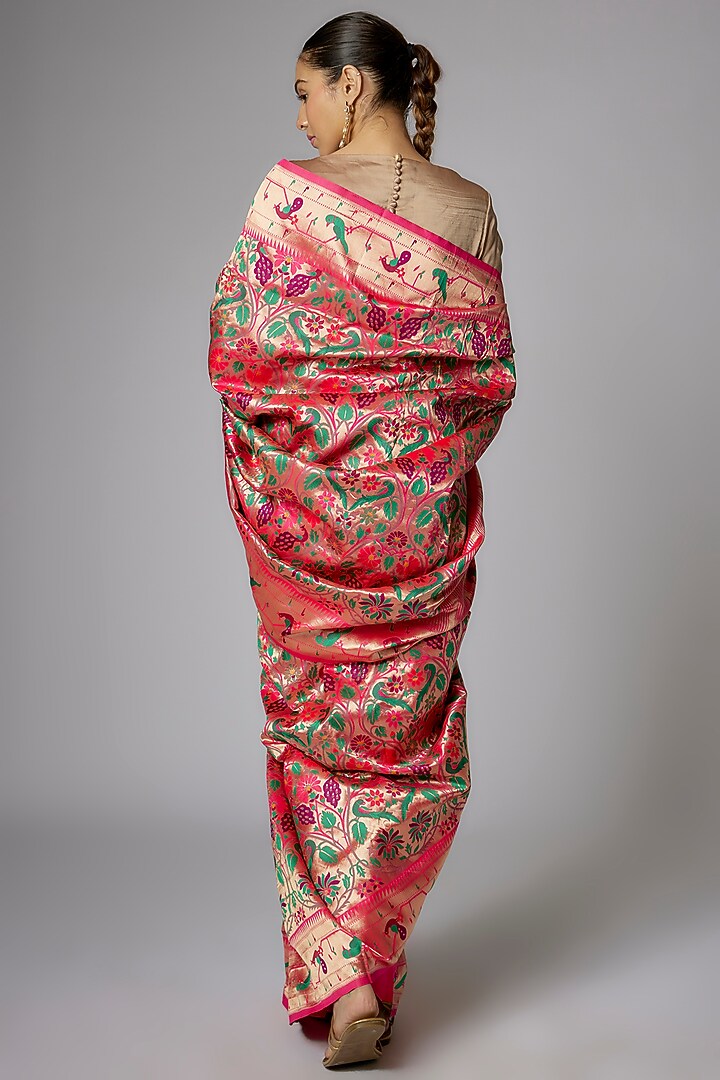 Multi-Colored Blended Silk Banarasi Party Wear Saree Set by Priyanka Jha at Pernia's Pop Up Shop