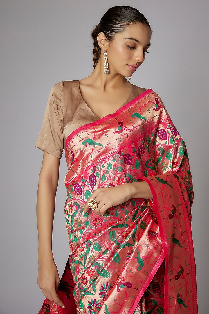 Multi-Colored Blended Silk Banarasi Party Wear Saree Set by Priyanka Jha at Pernia's Pop Up Shop