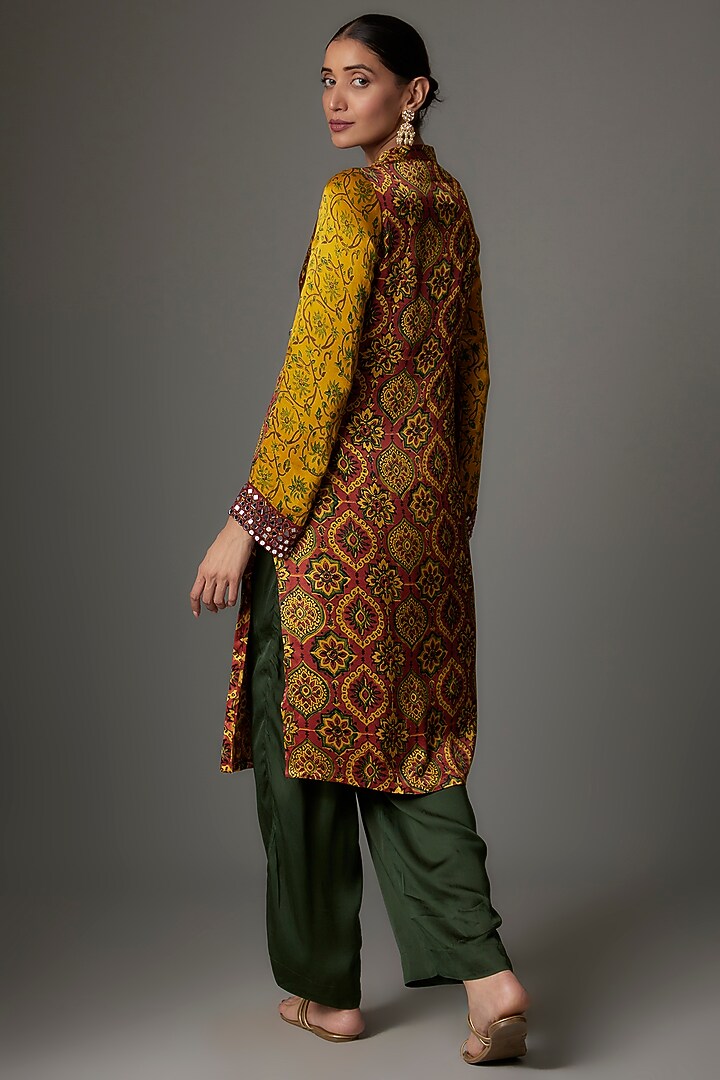 Multi-Colored Modal Silk Block Printed Kurta Set by Priyanka Jha at Pernia's Pop Up Shop