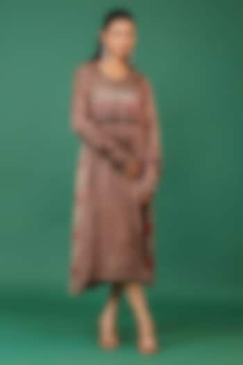 Red Modal Silk Ajrakh Hand Block Printed Summer Dress by Priyanka Jha at Pernia's Pop Up Shop