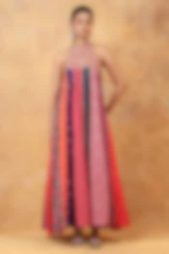 Multi-Colored Bandhani Hand Embroidered Maxi Vacation Dress by Priyanka Jha at Pernia's Pop Up Shop
