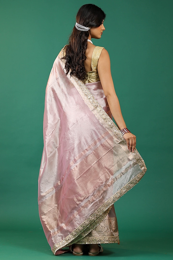 Pink Tissue Organza Party Wear Saree Set by Priyanka Jha at Pernia's Pop Up Shop