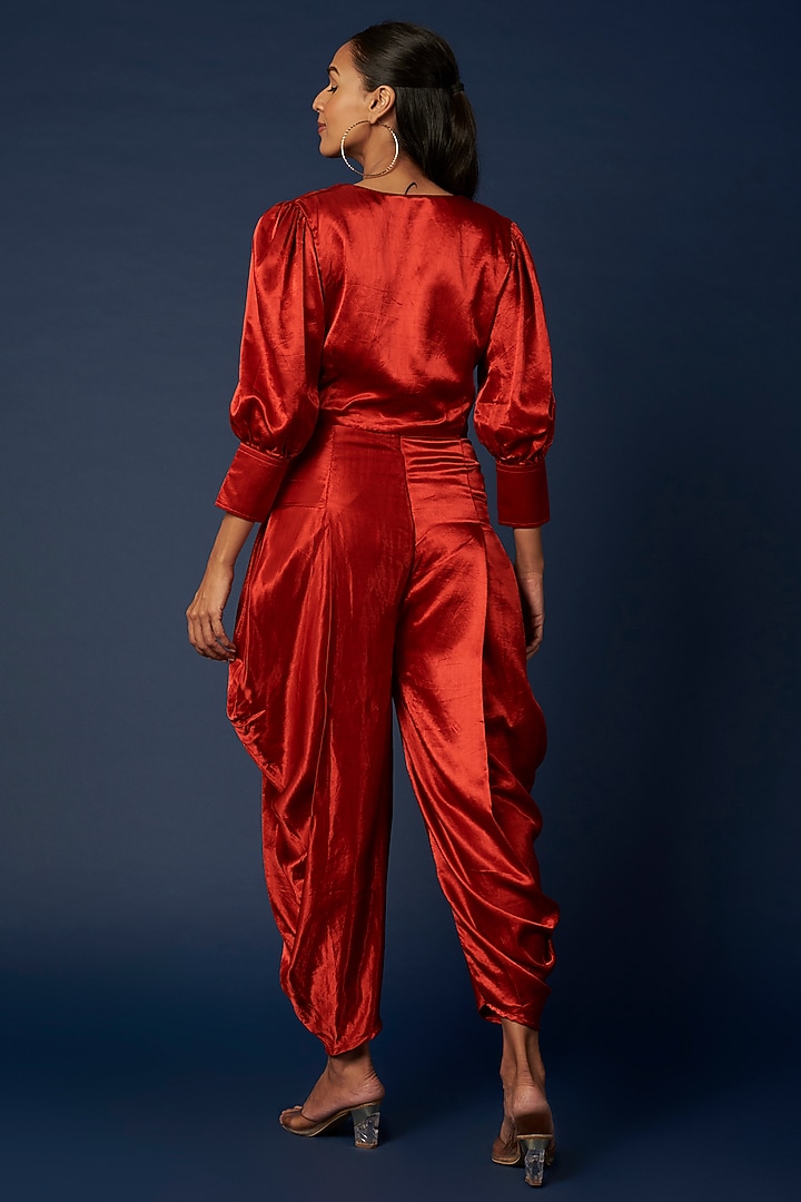 Red Silk Co-Ord Set by Priyanka Jha at Pernia's Pop Up Shop