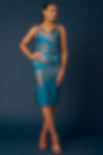 Blue Embroidered Dress by Priyanka Jha