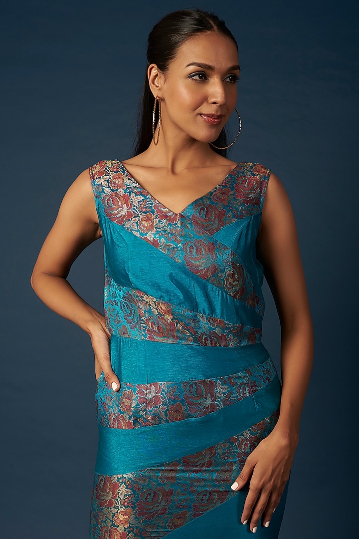 Blue Embroidered Vacation Dress by Priyanka Jha at Pernia's Pop Up Shop