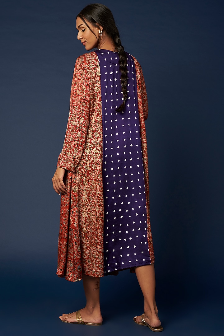 Red Ajrakh Printed Vacation Dress by Priyanka Jha at Pernia's Pop Up Shop