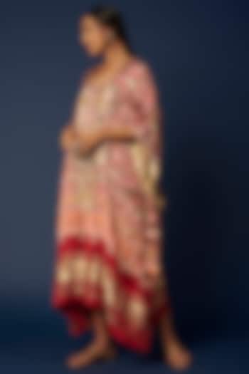 Red Hand Embroidered Kaftan by Priyanka Jha at Pernia's Pop Up Shop