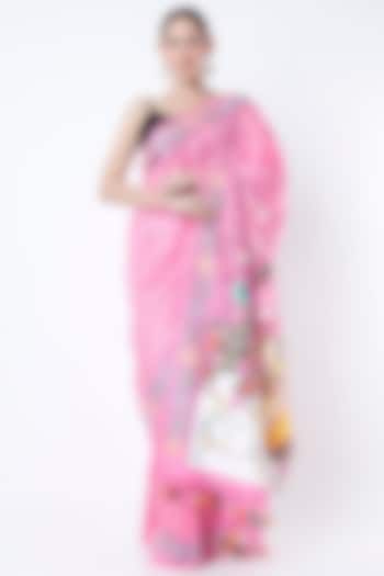 Blush Pink Pure Katan Silk Banarasi Brocade Hand Painted Wedding Saree Set by Priyanka Jha at Pernia's Pop Up Shop